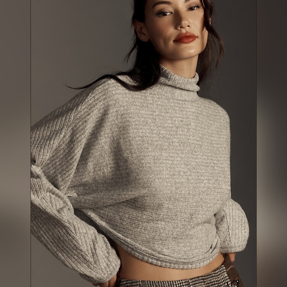 Pilcro Women's Heather Gray Turtleneck Batwing Sweater Size S